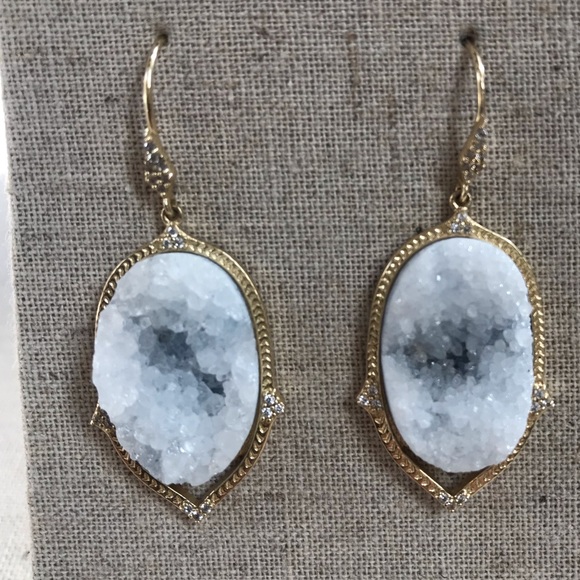 Jewelry - Blue gemstone druzy earrings - blue gold Jewelry - Blue gemstone druzy earrings - blue gold